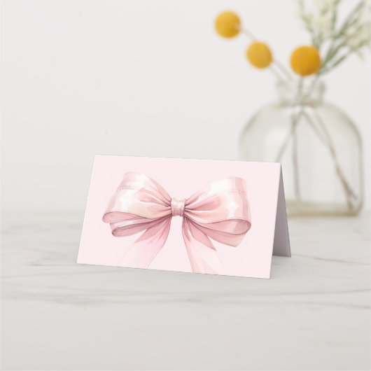 Pink Bow Place Cards | Elegant Folded Plaatskaartje (Achterkant)