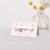 Pink Bow Place Cards | Elegant Folded Plaatskaartje (Voorkant)