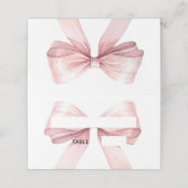 Pink Bow Place Cards | Elegant Folded Plaatskaartje (Buitenkant ongevouwen)