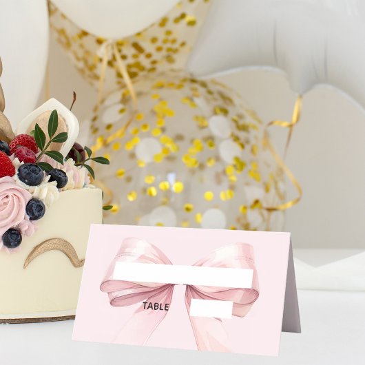 Pink Bow Place Cards | Elegant Folded Plaatskaartje