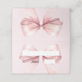 Pink Bow Place Cards Elegant Folded Plaatskaartje (Buitenkant ongevouwen)