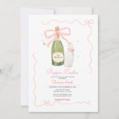 Pink Bow Poppin Bottles Koppels Baby shower Kaart (Voorkant)