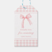Pink Bow preppy plaid baby shower dank u Cadeaulabel (Voorkant)