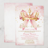 Pink Bow Princess ONE-CE Upon a time 1st birthday Kaart (Voorkant / Achterkant)