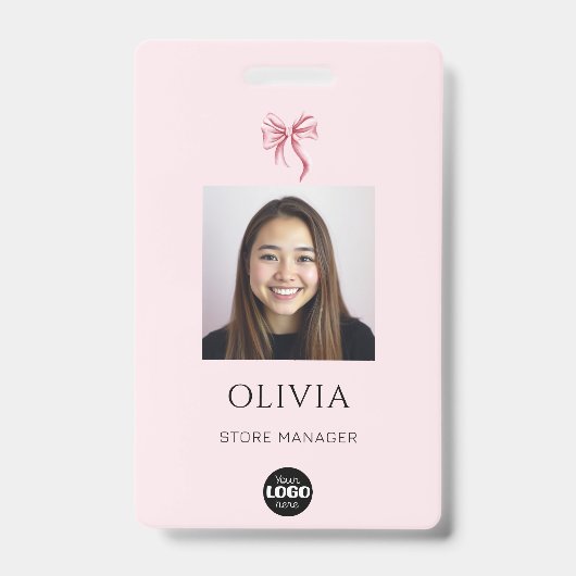 Pink Bow Professional Small Business Photo Logo Badge (Voorkant)