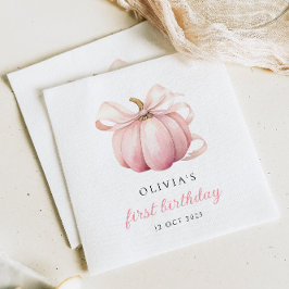 Pink Bow Pumpkin 1e verjaardag Servet