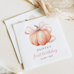 Pink Bow Pumpkin 1e verjaardag Servet