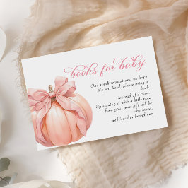 Pink Bow Pumpkin Baby shower Boeken voor Baby Informatiekaartje