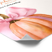 Pink Bow Pumpkin Baby shower "Dank u Poster (Hoek)