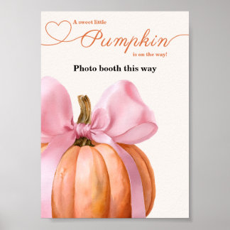 Pink Bow Pumpkin Baby shower "Fotocabine op deze m Poster