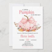 Pink Bow Pumpkin Baby shower Kaart (Voorkant)