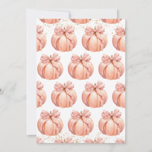 Pink Bow Pumpkin Baby shower Kaart (Achterkant)