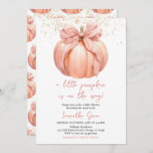 Pink Bow Pumpkin Baby shower Kaart (Voorkant / Achterkant)