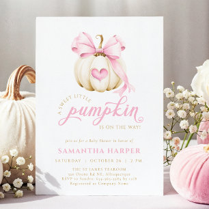 Pink Bow Pumpkin Baby shower Kaart