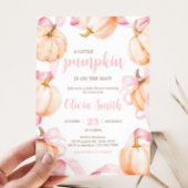 Pink Bow Pumpkin Baby Shower Kaart