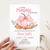 Pink Bow Pumpkin Baby shower Kaart