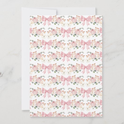 Pink Bow Pumpkin Baby Shower Kaart (Achterkant)