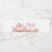 Pink Bow Pumpkin Baby shower Waterfles Etiket (Enkel label)