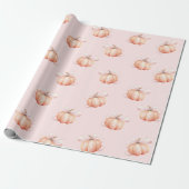 Pink Bow Pumpkin Coquette Cadeaupapier (Uitgerold)