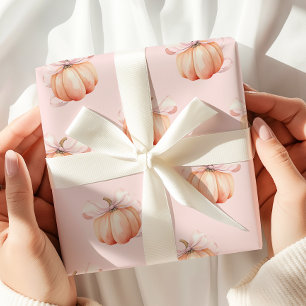 Pink Bow Pumpkin Coquette Cadeaupapier