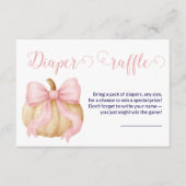 Pink bow Pumpkin Diaper Raffle Card Baby Shower Informatiekaartje (Voorkant)