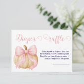 Pink bow Pumpkin Diaper Raffle Card Baby Shower Informatiekaartje (Staand voorkant)