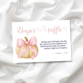 Pink bow Pumpkin Diaper Raffle Card Baby Shower Informatiekaartje