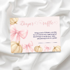 Pink bow Pumpkin diaper raffle Card Baby Shower Informatiekaartje