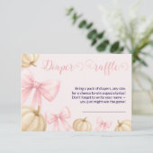 Pink bow Pumpkin diaper raffle Card Baby Shower Informatiekaartje (Staand voorkant)