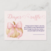 Pink bow Pumpkin Diaper Raffle Card Baby Shower Informatiekaartje (Voorkant)