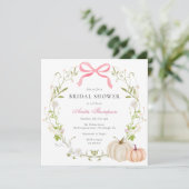 Pink Bow Pumpkin Floral Vrijgezellenfeest Kaart (Staand voorkant)