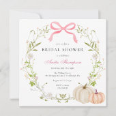 Pink Bow Pumpkin Floral Vrijgezellenfeest Kaart (Voorkant)