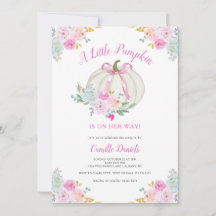 Pink Bow Pumpkin Girl Baby shower