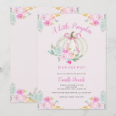 Pink Bow Pumpkin Girl Baby shower Kaart (Voorkant / Achterkant)