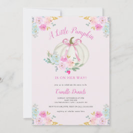 Pink Bow Pumpkin Girl Baby shower Kaart