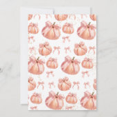 Pink Bow Pumpkin Girl Baby shower Kaart (Achterkant)