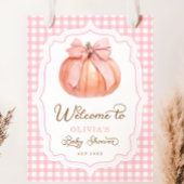Pink Bow Pumpkin Girl Baby shower Welkom Poster
