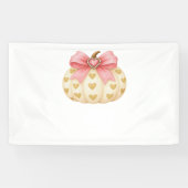 Pink Bow Pumpkin met Gouden Harten – Coquette Fal Spandoek (Horizontaal)