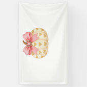 Pink Bow Pumpkin met Gouden Harten – Coquette Fal Spandoek (Verticaal)