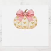 Pink Bow Pumpkin met Gouden Harten – Coquette Fal Sparkling Wijnetiket (Enkel label)