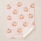 Pink Bow Pumpkin Sherpa Deken (Voorkant)