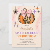 Pink Bow Pumpkin Spooktacular Halloween Verjaardag Kaart (Voorkant)