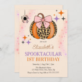 Pink Bow Pumpkin Spooktacular Halloween Verjaardag Kaart (Voorkant / Achterkant)