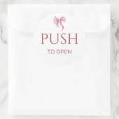 Pink Bow Push to Open Door Sign Ronde Sticker (Tas)