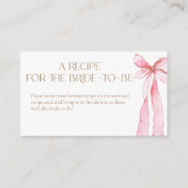 Pink Bow Recept voor de bruid te zijn Informatiekaartje (Voorkant)