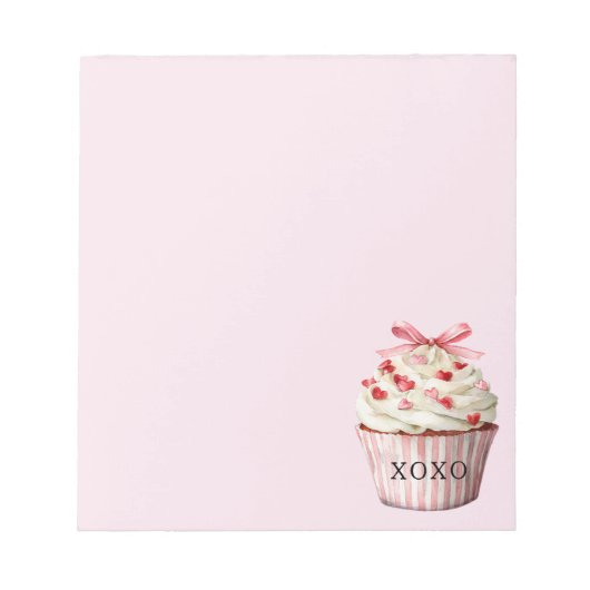 Pink Bow Red Hearts Cupcake   Notitieblok (Voorkant)