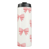 Pink Bow Repeat Pattern – Cute Girly Ribbon Design Thermosbeker (Voorkant)
