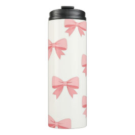 Pink Bow Repeat Pattern – Cute Girly Ribbon Design Thermosbeker