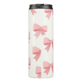 Pink Bow Repeat Pattern – Cute Girly Ribbon Design Thermosbeker (Achterkant)