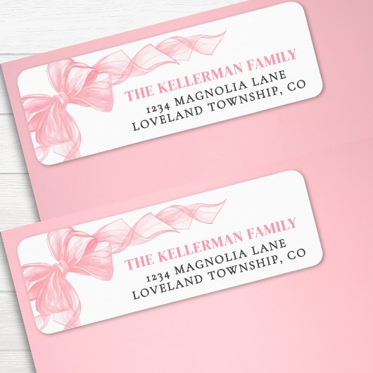 Pink Bow Return Address Etiket